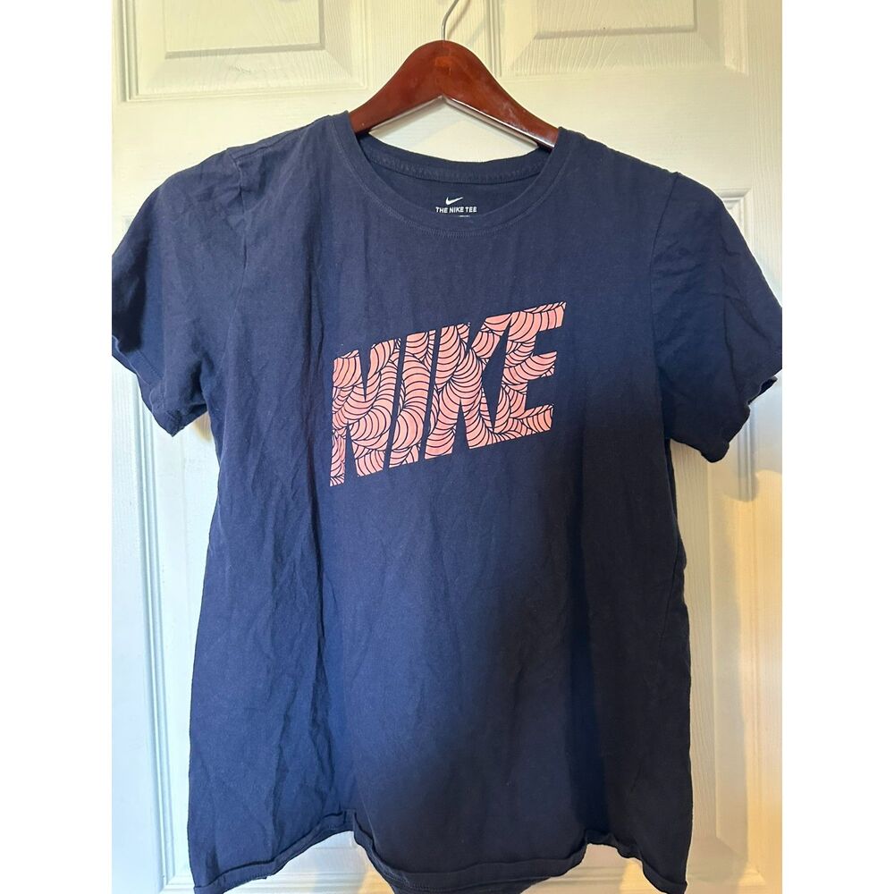 Nike Women’s T‑Shirt Size Small Blue Pink Logo 100% Cotton